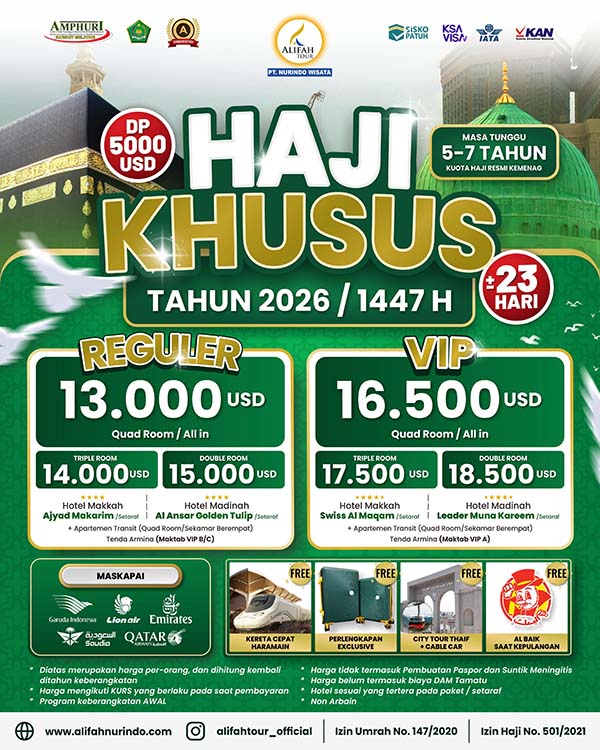 haji khusus 2025 by alifah tour